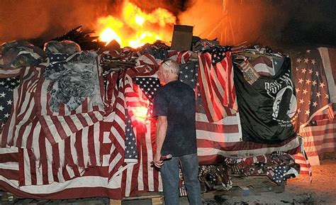 Thousands Watch As 10 000 Retired Flags Burn In Watchfire At State