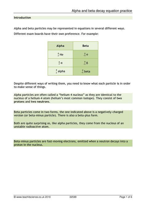 Alpha And Beta Decay Worksheet With Answers — db-excel.com