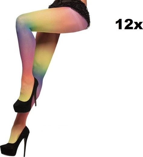 12x Luxe Panty Regenboog 100 Nylon 50 Denier Rainbow Festival Thema Feest Bol