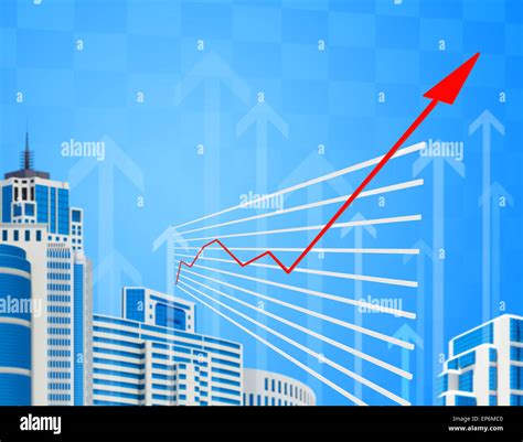 Graphical chart with red arrow up Stock Photo - Alamy