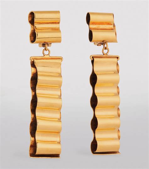 Jil Sander Gold Tone Wave Drop Clip On Earrings Harrods US