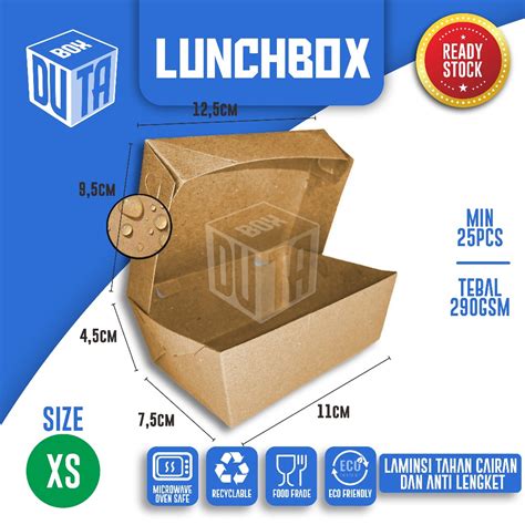 Jual Luch Box Size XS 290gsm Kotak Makanan Dimsum Bola Ubi Paper Kraft