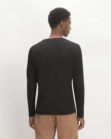 The Waffle Long Sleeve Henley Black Everlane