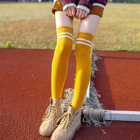 Thigh High Socks Knee Socks Women Striped Knee Socks Long Temu