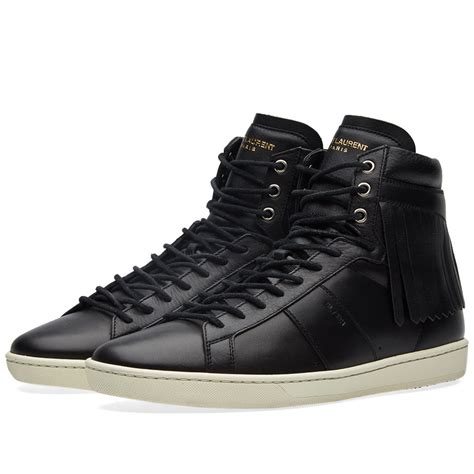 Saint Laurent Fringe Leather High Top Sneaker Black End Us