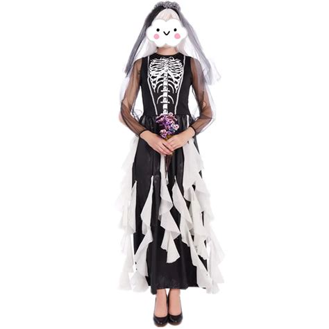 Wholesale New Halloween Cosplay Costume Sexy Women Adult Zombie Witch Skeleton Ghost Bride