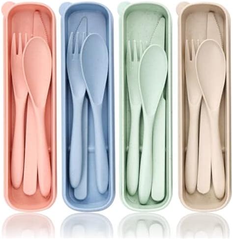 Nicunom Pack Reusable Travel Utensils Set With Case Wheat Straw