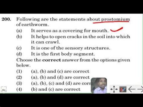 Following are the statements about prostomium of earthworm. (a) It ...