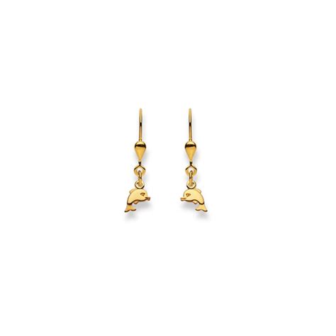 1169 03188 0001 Boucle D Oreilles Pendantes Or Jaune 750 18 Ct Dauphin