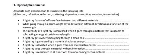 Solved 1. Optical phenomena: Associate each phenomenon to | Chegg.com