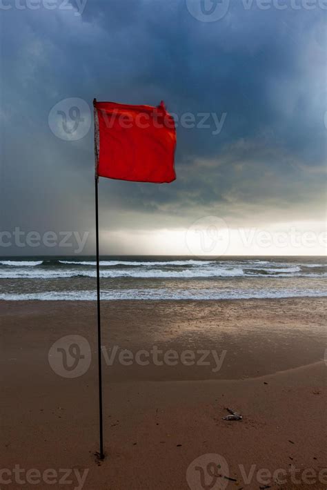 Storm warning flags on beach. Baga, Goa, India 49746944 Stock Photo at