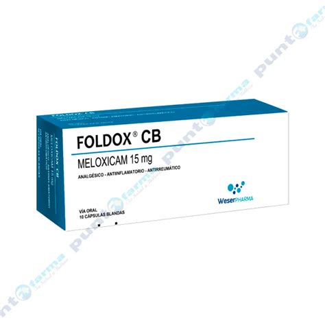 Foldox CB Meloxicam 15 mg Caja de 10 cápsulas blandas Punto Farma