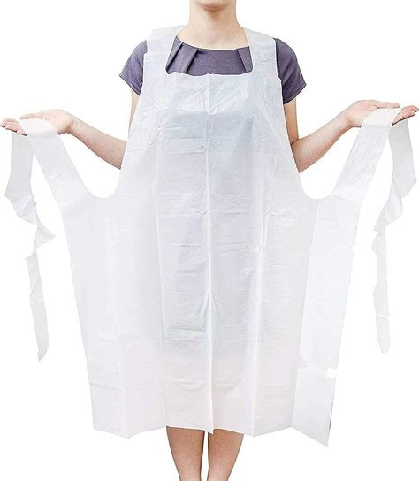 Ezgoodz Disposable Pe Aprons 28 X 46 Pack Of 100 White Polyethylene