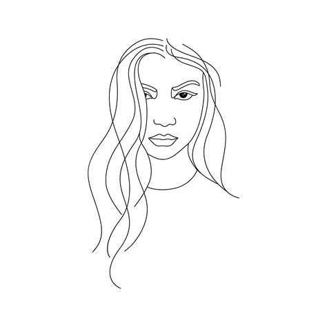 Premium Vector | Women face line drawing illustration