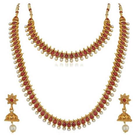 Buy Okos Gold Plated 2 Traditional Ethnic Necklace Set Jewellery Set