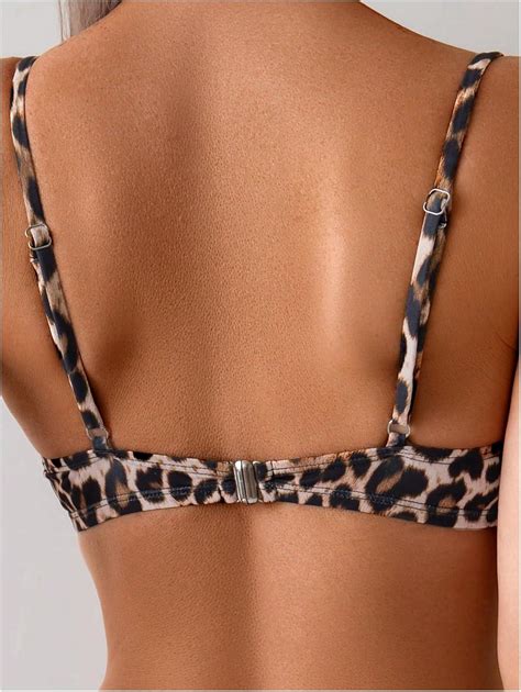 SOLY HUX Womens Leopard Print Bathing Suit Underwire Bikini Set Two Piece Swimsuit