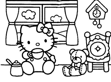 Gambar Mewarnai Hello Kitty