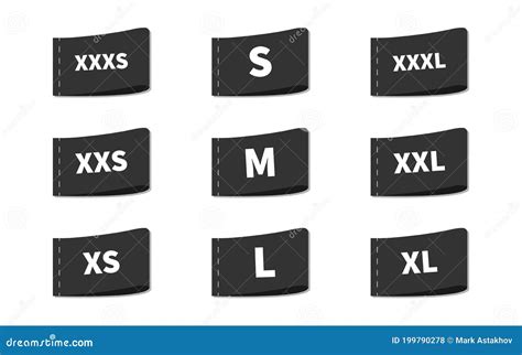 Clothes Size Tags Collection. Vector Dimension Information Flat Set Stock Vector - Illustration ...