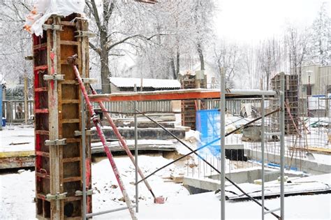 Premium Photo Construction Site In The Snow In Winter Construction Of