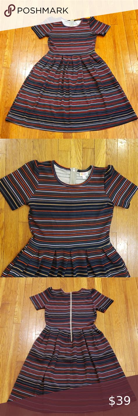 Lularoe Stripped Amelia Dress Brand New Without Tags Zipper In The Back The Dress Features