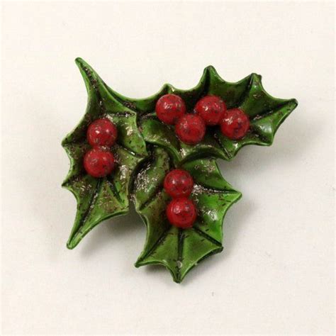 Vintage Christmas Holly Berries Brooch 50s Celluloid Holiday Etsy