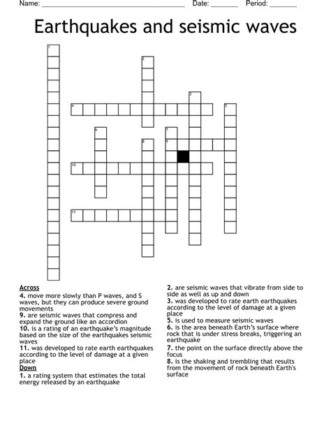 Earthquakes And Seismic Waves Worksheet
