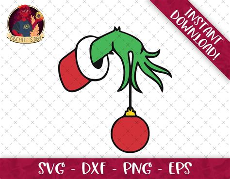 Grinch Hand Holding Ornament Svg Bundle Svg Eps Dxf Png Format Bundle