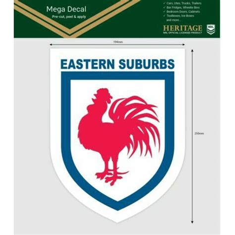 Buy Nrl Mega Heritage Decal Sydney Roosters Car Sticker 250mm Mydeal