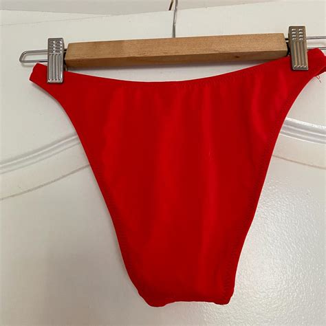 Solid Striped Women S Red Bikini And Tankini Bottoms Depop