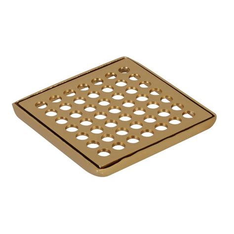 Ralo Quadrado Para Banheiro Pequeno 10X10 Dourado Fosco Fani Submarino