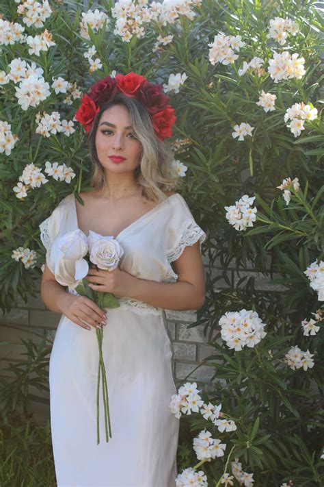 Dark Red Rose Flower Crown Headband Mexican Wedding Bridal Etsy