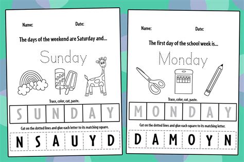 Days Of The Week Printables For Preschoolers