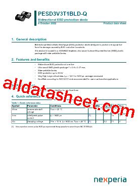 0110 Marking PESD3V3T1BLD Q Datasheet PDF Nexperia B V All Rights