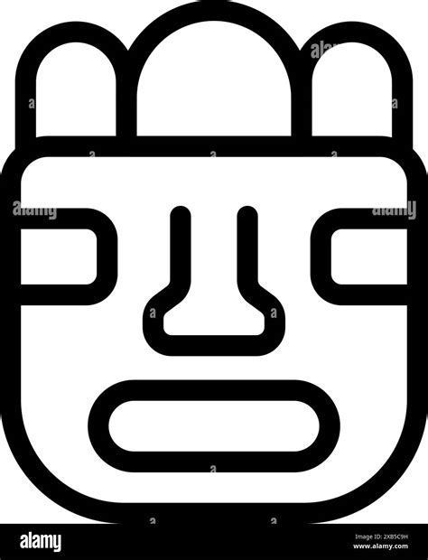 Simple Yet Evocative Line Art Illustration Of A Mayan Mask Capturing