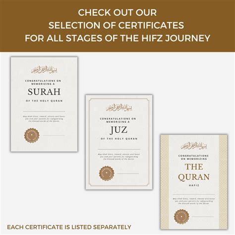 Blank Quran Certificate Template Printable Surah Memorization Award