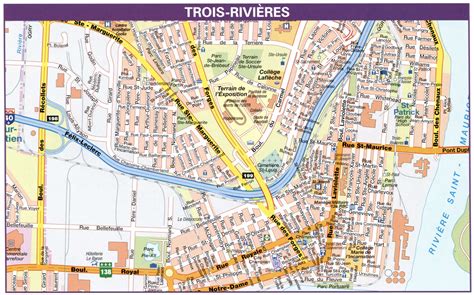 Map Trois-Rivieres, Quebec Canada. Trois-Rivieres city map with highways free download