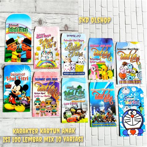 Jual Amplop Ampau Lebaran Motif Kartun Medium Karakter Df Isi