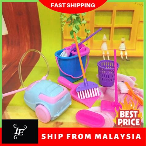 9pcs Simulation Home Cleaning Tools Playset Mini Floor Broom Mop Dust