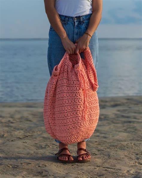 Free Crochet Pattern The Jumbo Cinch Tie Beach Bag By Brennaannhandmade Crochet Beach Bags