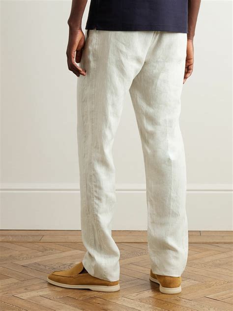 Loro Piana Gadd Straight Leg Linen Trousers White Loro Piana