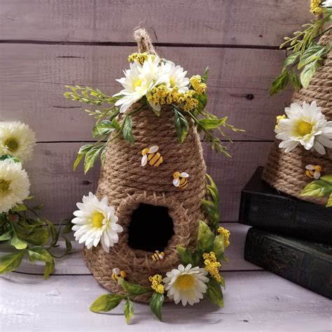 Bee Skep Bee Decor Bee Hive Decor Summer Decoration Table Etsy