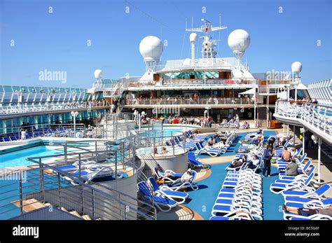 Sun Deck P O Oceana Cruise Ship North Sea Europe Stock Photo