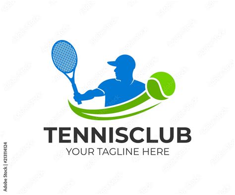 Tennis And Tennis Player Hits The Ball With A Tennis Racket Logo