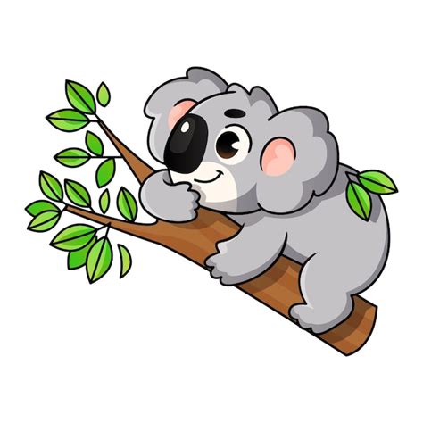 Un Lindo Personaje De Koala De Dibujos Animados Tendido En Una Rama