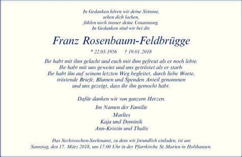 Traueranzeigen Von Franz Rosenbaum Feldbr Gge Trauer Ms