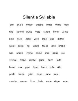 Nonsense Word Practice For Silent E Syllables By The Educating Momma