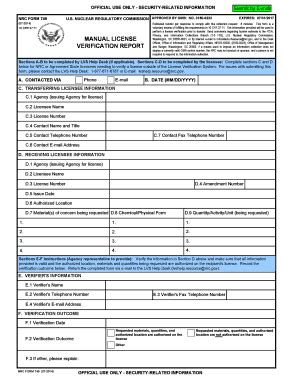 Fillable Online Nrc Manual License Verification Report Nrc Nrc Fax