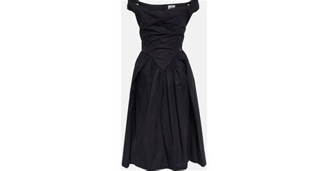 Vivienne Westwood Gathered Cotton Poplin Midi Dress In Black Lyst Canada