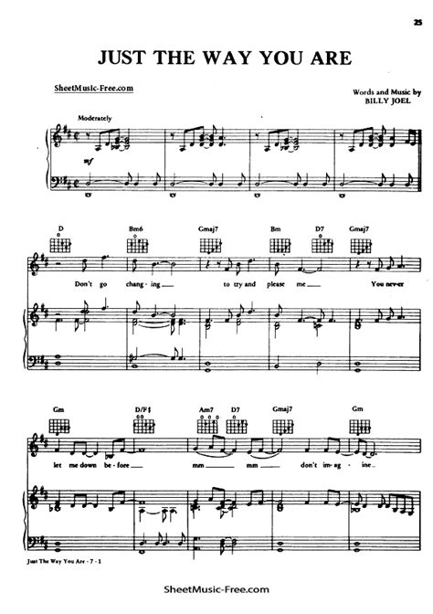 Just The Way You Are Sheet Music Billy Joel - ♪ SHEETMUSIC-FREE.COM