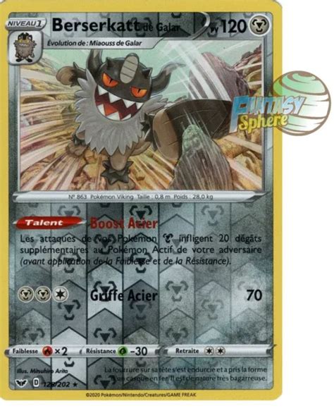 Pokemon Berserkatt De Galar Reverse Eb Epee Bouclier Vf